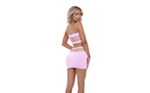 Pink Lipstick Net Worth Bandeau 2 Piece Mini Skirt Set OS Skirts And Club Wear